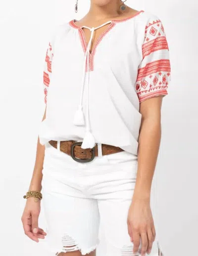 IVY JANE BORDERLINE SLEEVES TOP IN WHITE