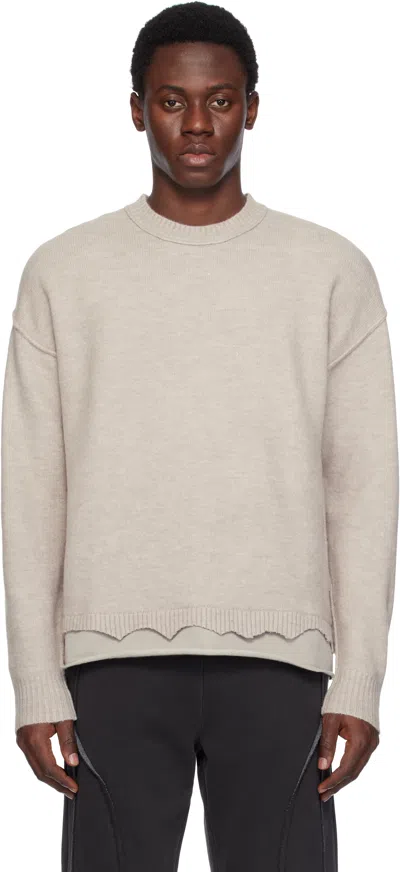 IZZUE TAUPE LAYERED SWEATER