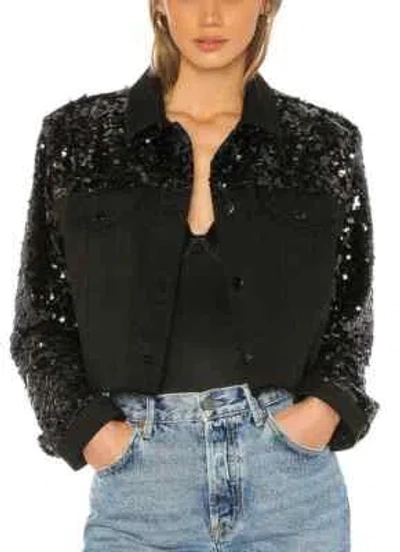 J BRAND J BRAND SZS CYRA RAW SAUM GEKÜRZT TRUCKER JEANSJACKE PAILLETTEN SCHWARZ