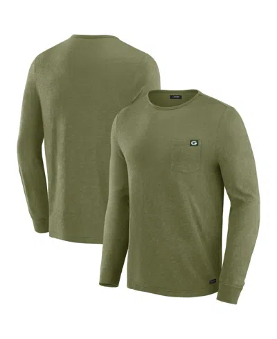 J. PALMER MEN'S OLIVE GREEN BAY PACKERS IN-THE-POCKET LONG SLEEVE T-SHIRT