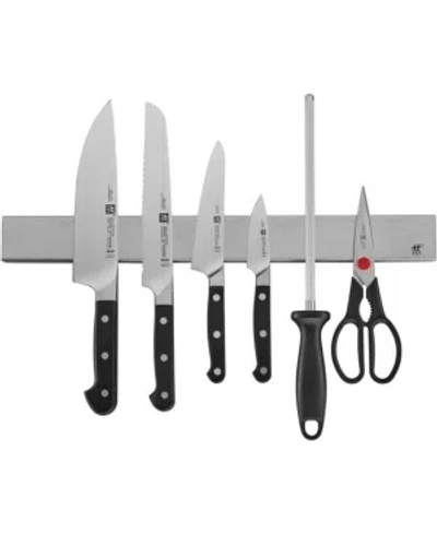J.A. HENCKELS PRO 7PC SET W/17.5" STAINLESS MAGNETIC KNIFE BAR