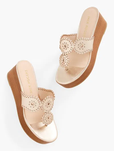 JACK ROGERS Â® KIMBERLY METALLIC NAPPA WEDGE SANDALS - JACKS PLATINUM - 10M TALBOTS