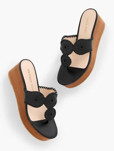 JACK ROGERS Â® KIMBERLY NAPPA WEDGE SANDALS - BLACK - 11M TALBOTS