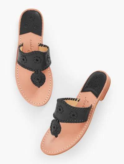JACK ROGERS JACKS FLAT SANDALS - BLACK - 8 1/2 M TALBOTS