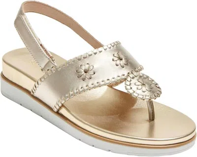 JACK ROGERS WOMEN'S JACKS WEEKEND LEATHER SANDAL IN PLATINUM