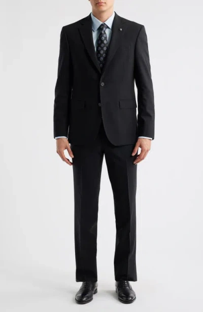 JACK VICTOR JACK VICTOR STACIE TRIM FIT SOLID BLACK WOOL SUIT