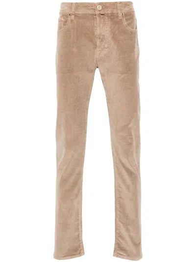 JACOB COHEN LOGO-EMBROIDERED CORDUROY TROUSERS