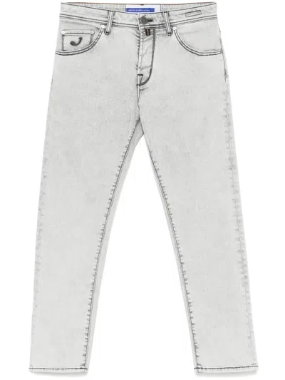 JACOB COHEN LOGO-EMBROIDERED JEANS