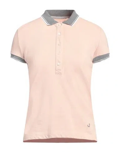 JACOB COHЁN JACOB COHЁN WOMAN POLO SHIRT LIGHT PINK SIZE L COTTON, ELASTANE