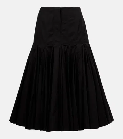 JACQUEMUS AGAVE FLARED COTTON POPLIN MIDI SKIRT