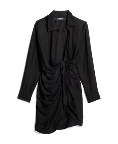 JACQUEMUS BAHIA KNOTTED SHIRT MINIDRESS