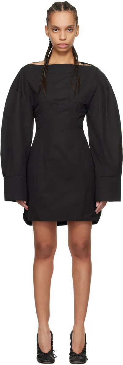 JACQUEMUS BLACK LA CASA 'THE CASACO SHIRT DRESS' MINIDRESS