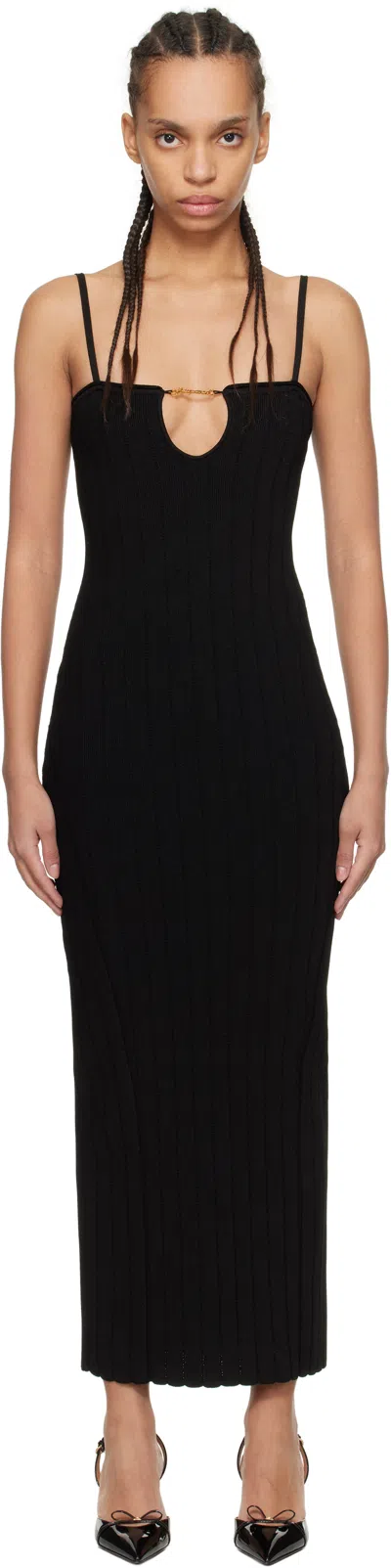 JACQUEMUS BLACK 'THE SIERRA WITH STRAPS' MIDI DRESS