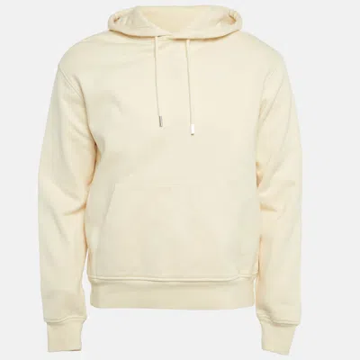 JACQUEMUS CREAM LOGO EMBROIDERY COTTON HOODED SWEATSHIRT S