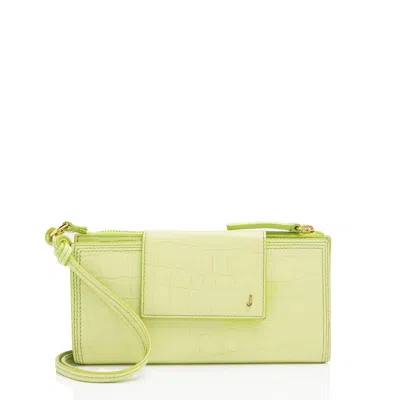 JACQUEMUS CROC EMBOSSED LEATHER LE PICHOTO WALLET ON STRAP