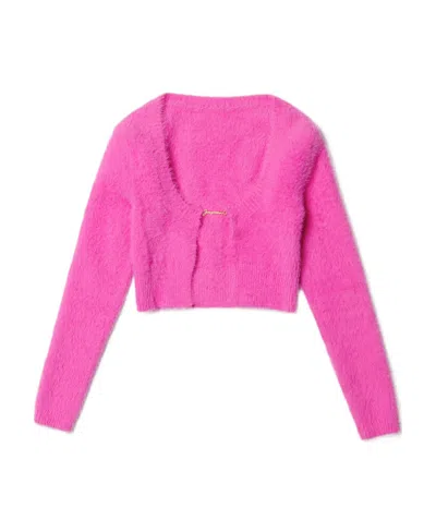 JACQUEMUS LA MAILLE LOGO-CHARM CROPPED KNITTED CARDIGAN