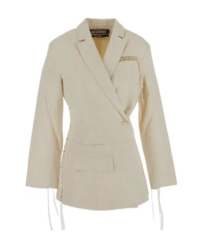 JACQUEMUS EMBROIDERED DOUBLE-BREASTED BLAZER