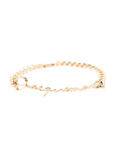 JACQUEMUS GOLD-TONE LA GOURMETTE LOGO CHAIN LINK BRACELET IN BRASS WOMAN