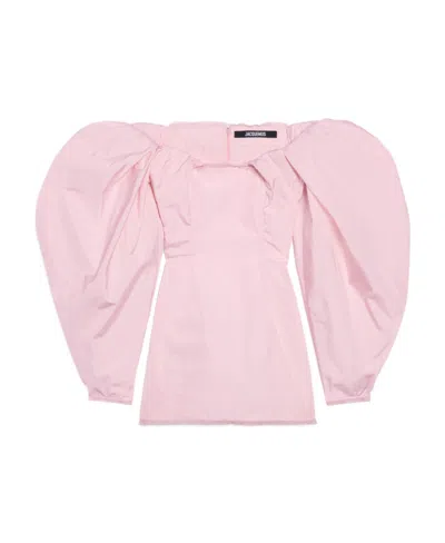 JACQUEMUS JACQUEMUS LA ROBE TAFFETAS DRAPED MINI DRESS