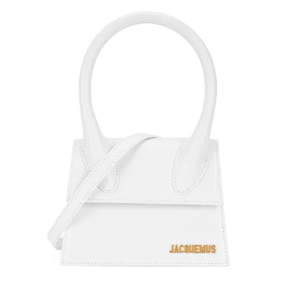 JACQUEMUS JACQUEMUS LE CHIQUITO MOYEN WHITE TOP HANDLE BAG, BAG, WHITE