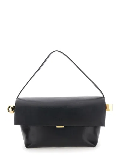 JACQUEMUS 'LE GRAND ROND CARRE' BLACK SHOULDER BAG WITH SHOULDER STRAP