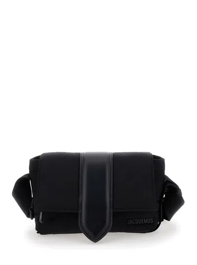 JACQUEMUS 'LE PETIT MESSENGER BAMBINO' BLACK CROSSBODY BAG WITH LETTERING