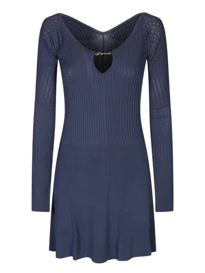 JACQUEMUS LONG SLEEVE SCALLOPED MINI DRESS