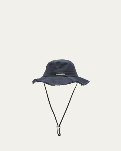 JACQUEMUS MEN'S LE BOB ARTICHAUT FRAYED BUCKET HAT