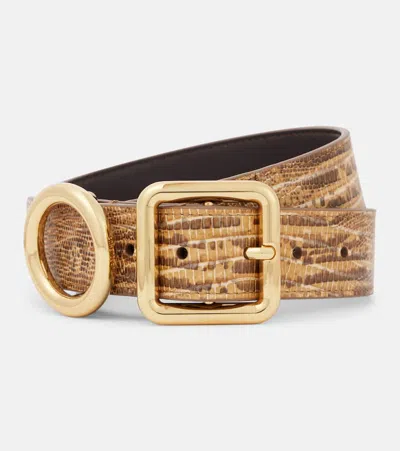 JACQUEMUS REGALO CROC-EFFECT LEATHER BELT
