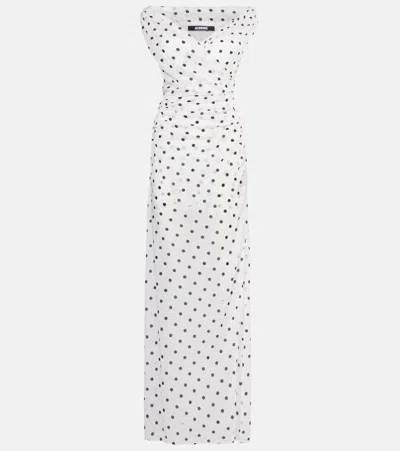 JACQUEMUS RITA DRAPED POLKA-DOT MAXI DRESS