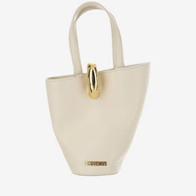 JACQUEMUS WHITE BAMBOLA SMALL BUCKET BAG