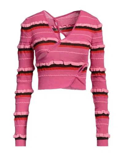 JACQUEMUS JACQUEMUS WOMAN SWEATER FUCHSIA SIZE 10 POLYAMIDE, COTTON, RECYCLED POLYAMIDE, ELASTANE