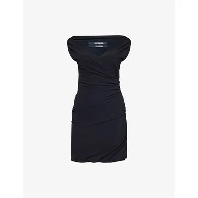 JACQUEMUS WOMENS JACQUEMUS LA ROBE RITA RUCHED CREPE MINI DRESS