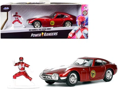 JADA 1967 TOYOTA 2000GT RHD (RIGHT HAND DRIVE) RED METALLIC AND RED RANGER DIECAST FIGURINE "POWER RANGER