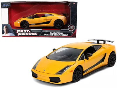 JADA LAMBORGHINI GALLARDO SUPERLEGGERA YELLOW WITH BLACK STRIPES "FAST & FURIOUS" MOVIE 1/24 DIECAST MODE