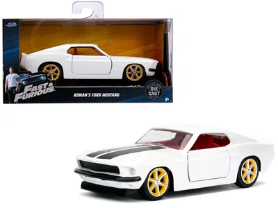 JADA ROMAN'S FORD MUSTANG WHITE WITH BLACK STRIPES AND RED INTERIOR "FAST & FURIOUS" MOVIE 1/32 DIECAST M