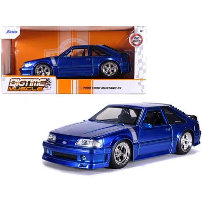 JADA TOYS JADA 1-24 SCALE 1989 FORD MUSTANG GT 5.0 CANDY BLUE & SILVER STRIPES BIGTIME MUSCLE DIECAST MODEL CA