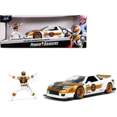 JADA TOYS JADA 2002 HONDA NSX TYPE-R JAPAN SPEC RIGHT HAND DRIVE & WHITE RANGER DIECAST FIGURINE POWER RANGERS