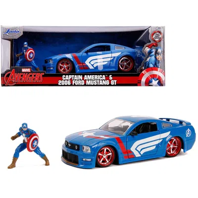 JADA TOYS JADA 2006 FORD MUSTANG GT WITH CAPTAIN AMERICA DIECAST FIGURINE AVENGERS MARVEL SERIES 1 BY 24 DIECA