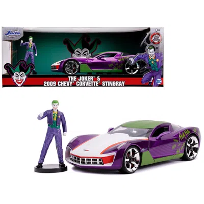JADA TOYS JADA 2009 CHEVROLET CORVETTE STINGRAY WITH JOKER DIECAST FIGURE DC COMICS SERIES 1 BY 24 DIECAST MOD