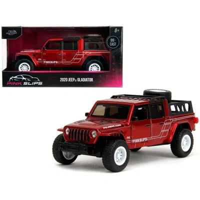JADA TOYS JADA 2020 JEEP GLADIATOR PICKUP TRUCK CANDY PINK SLIPS SERIES 1-32 SCALE DIECAST MODEL CAR RED