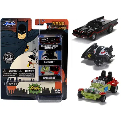 JADA TOYS JADA BATMAN 1966-1968 CLASSIC TV SERIES NANO HOLLYWOOD RIDES DIECAST MODEL SET - 3 PIECE