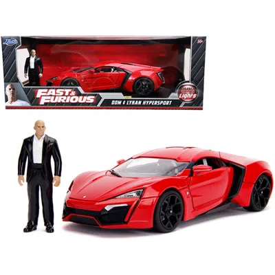 JADA TOYS JADA LYKAN HYPERSPORT RED WITH LIGHTS & DOM FIGURINE FAST & FURIOUS MOVIE 1-18 SCALE DIECAST MODEL C
