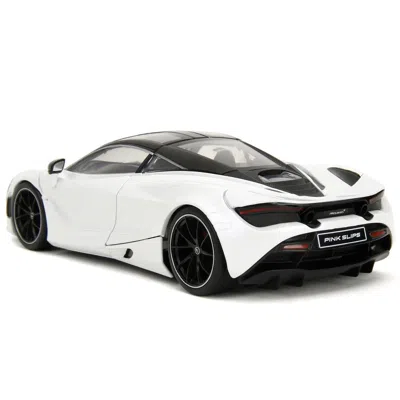 JADA TOYS JADA MCLAREN 720S METALLIC WITH TOP PINK SLIPS SERIES 1-24 SCALE DIECAST MODEL CAR WHITE & BLACK