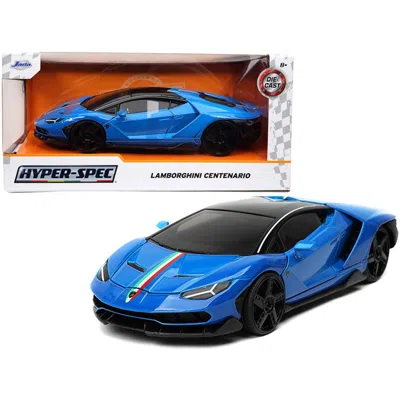 JADA TOYS JADA SERIES 1-24 DIECAST MODEL CAR FOR LAMBORGHINI CENTENARIO BLUE WITH BLACK TOP WITH STRIPES HYPER