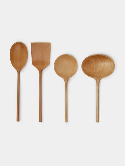 JAEJIN CHOI HAND-CARVED BIRCH MIXED UTENSILS (SET OF 4)
