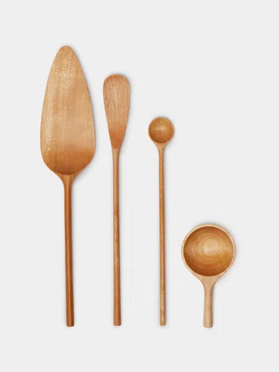 JAEJIN CHOI HAND-CARVED BIRCH MIXED UTENSILS (SET OF 4)