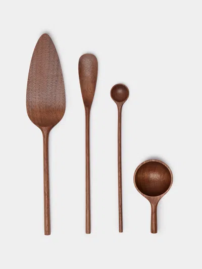 JAEJIN CHOI HAND-CARVED WALNUT MIXED UTENSILS (SET OF 4)