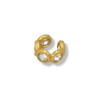 JAGGED HALO JEWELRY WOMEN'S CROWN CRYSTAL EAR CUFF YELLOW GOLD