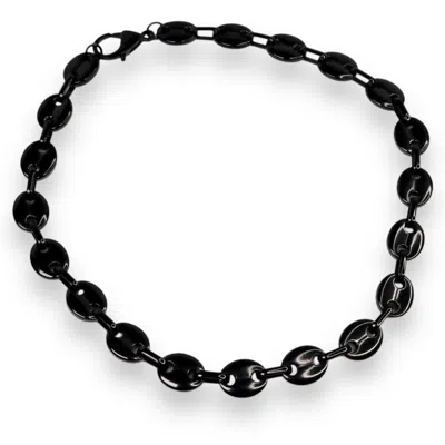 JAGGED HALO JEWELRY WOMEN'S MARINER LINK NECKLACE IN BLACK RHODIUM